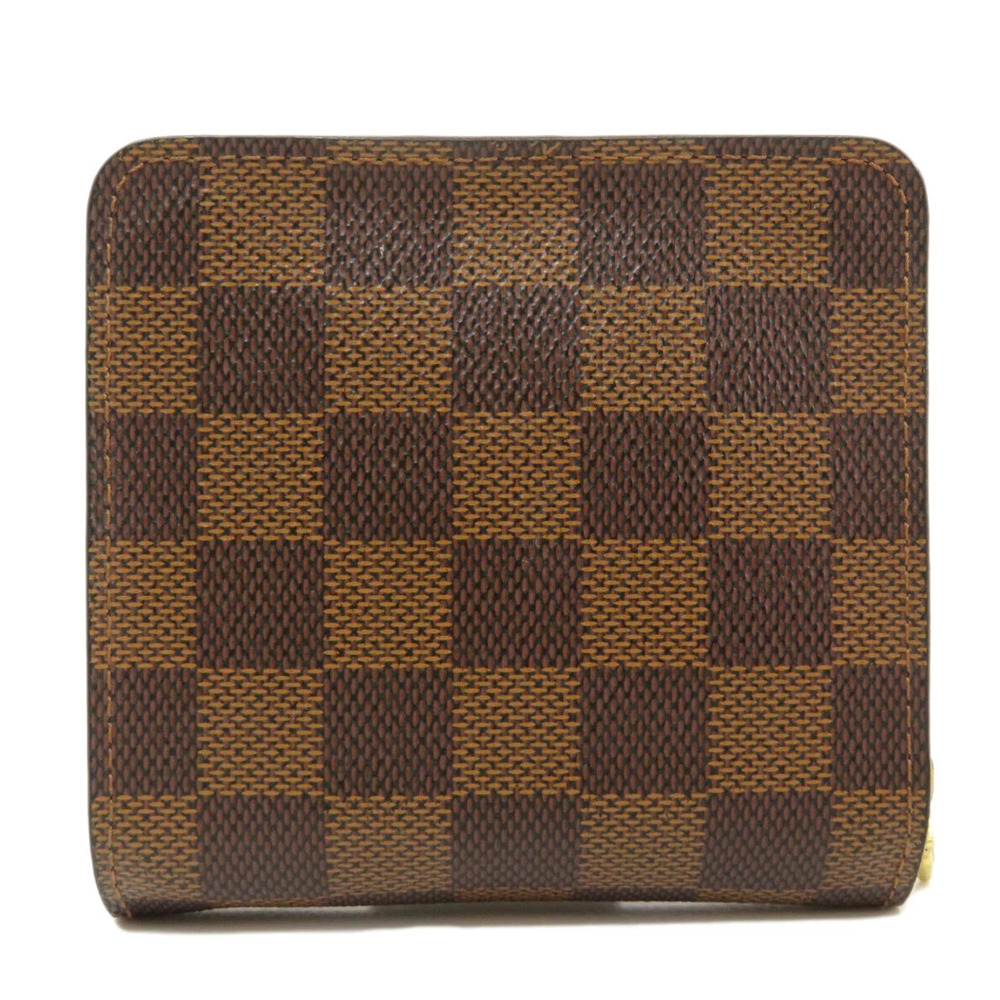 Louis Vuitton Zip Wallet Compact Bi Damier fold Ebene Brown Canvas